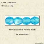 Fire Polished Beads:4mm Aquamarine, AB [50]