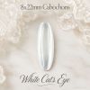 8x22mm White Cats Eye Oval Gemstone Cabochon – 5 Pieces