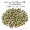 2.5x5mm CzechMate 2-Hole SuperDuo Beads Green, Ultra Luster | 10g