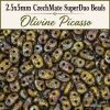 2.5x5mm CzechMate 2-Hole SuperDuo Beads Olivine, Picasso | 10g