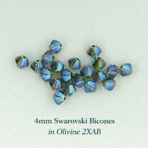 Swarovski 5328:4mm Olivine, AB 2X [20]