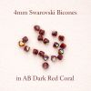 Swarovski 5328:4mm Dark Red Coral, AB [20]