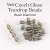 Teardrop Beads:9x6mm, Black Diamond [25]